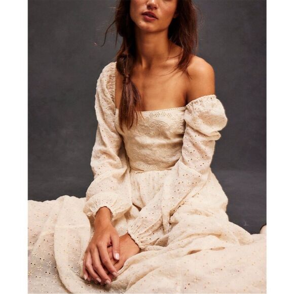 FREE PEOPLE Malina Maxi Dress in Ivory NWT/IN Bag Size S - Picture 8 of 14